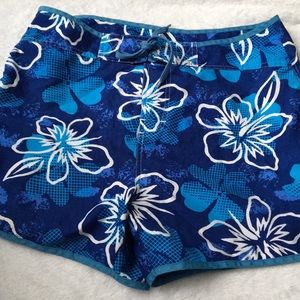 Men’s mad iguana sportswear bathing suit  trunks blue Hawaiian floral
L swim